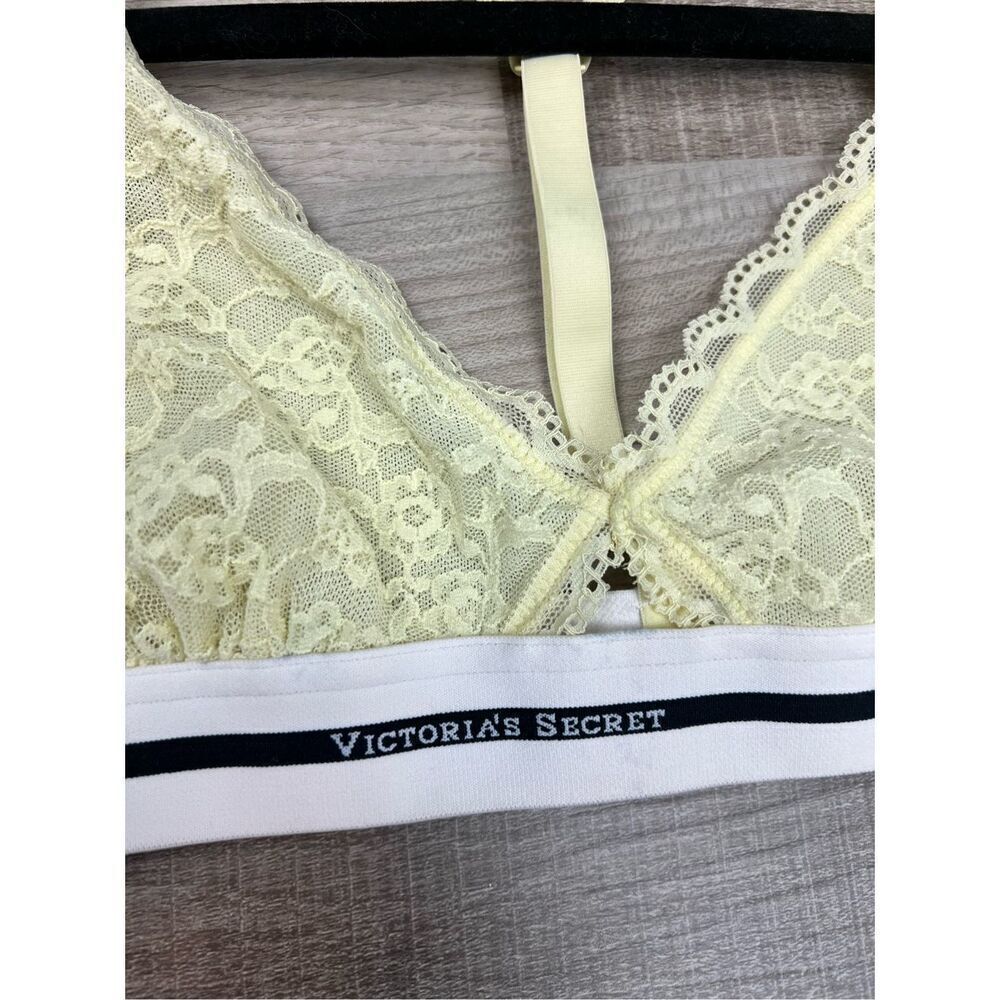 Victoria's Secret Yellow Lace Triangle Bralette M Racerback Women's Bra - Picture 3 of 7